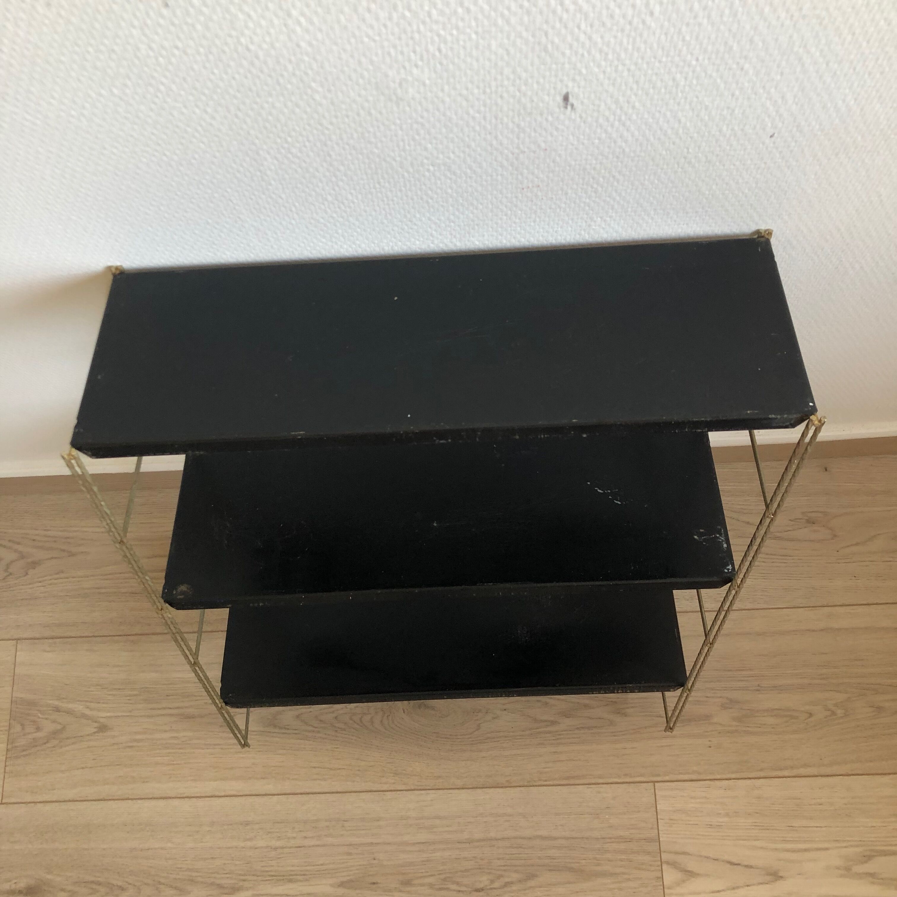 Etagère noire dorée 58x49cm vintage 1960