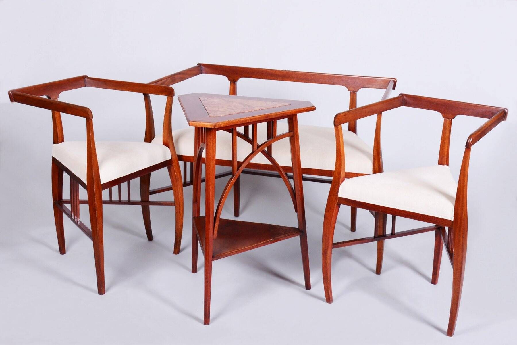 Czech Art Deco Dining Table and Chairs by J. Kotěra for Josef Motka - Litovel, 1900s, Set of 4
