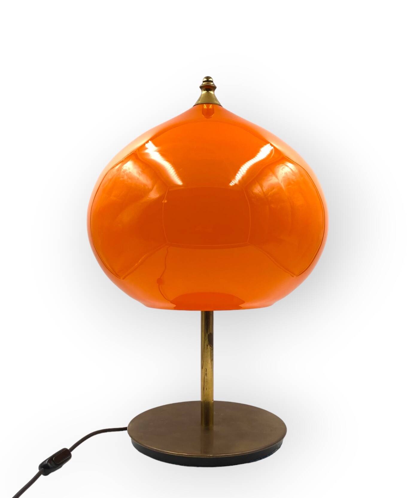 Mid-century modern orange glass Table lamp, Vistosi Italy, 1960s