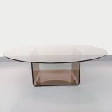 Vintage round glass and plexiglass coffee table, Space Age style, 70s