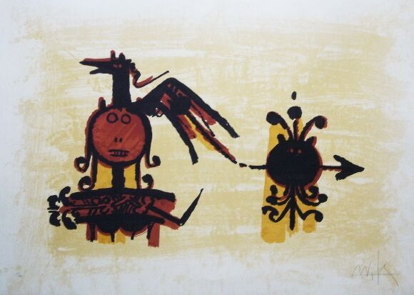 Wilfredo lam, el ultimo viaje del buque fantasma - 5, 1976. signed and numbered lithograph