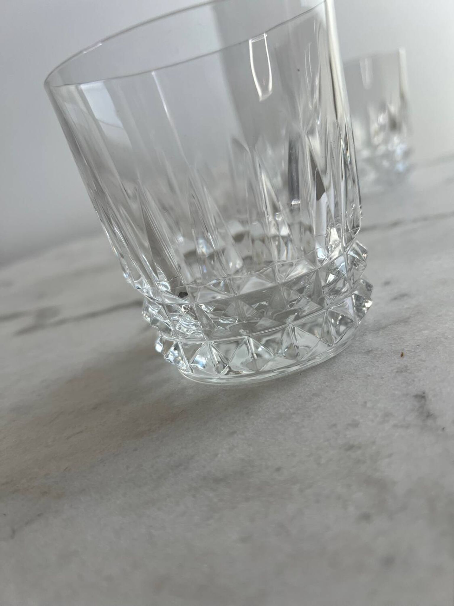 Set of three crystal whiskey glasses