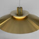 Golden colored aluminum pendant light from Frandsen Lighting. Denmark 1970s