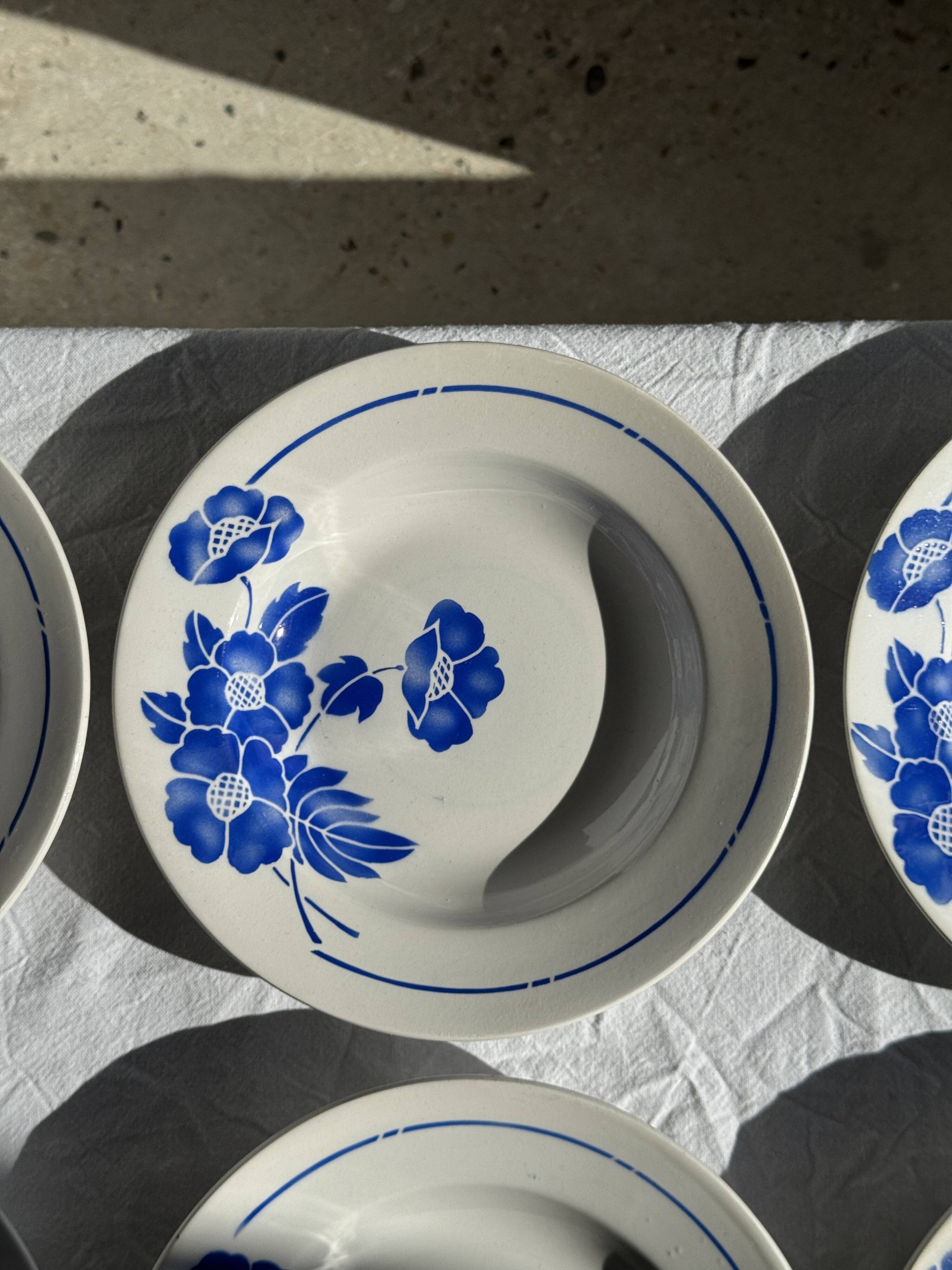 Set of 14 antique deep plates Moulin des Loups Hamage Model Edmond