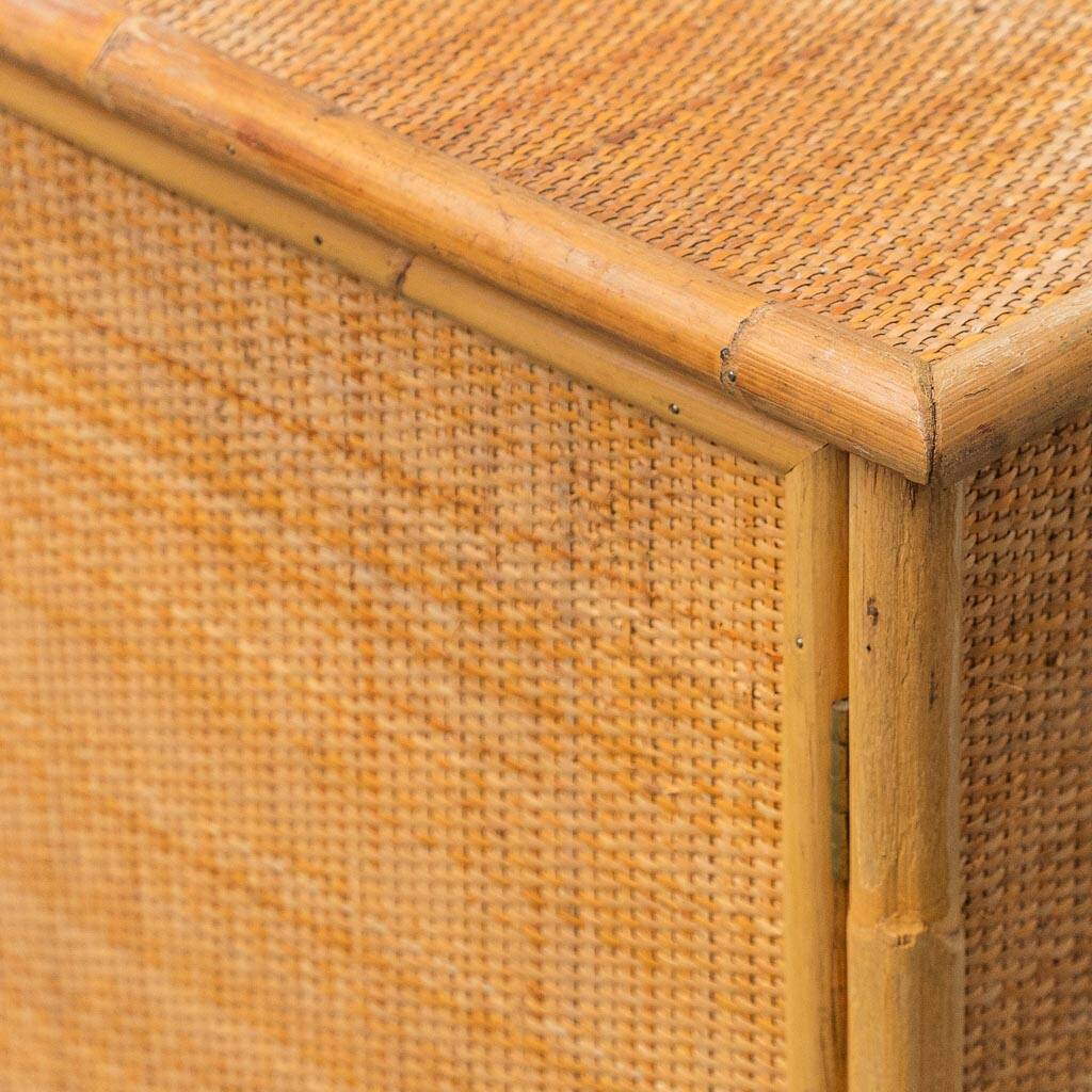 Bamboo and rattan sideboard 1970s vintage modernism