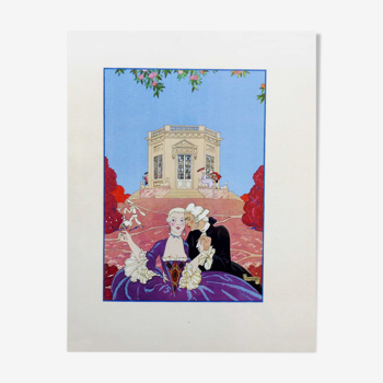 Original lithograph Georges Barbier le kiosque galant 1928