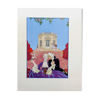 Original lithograph Georges Barbier le kiosque galant 1928