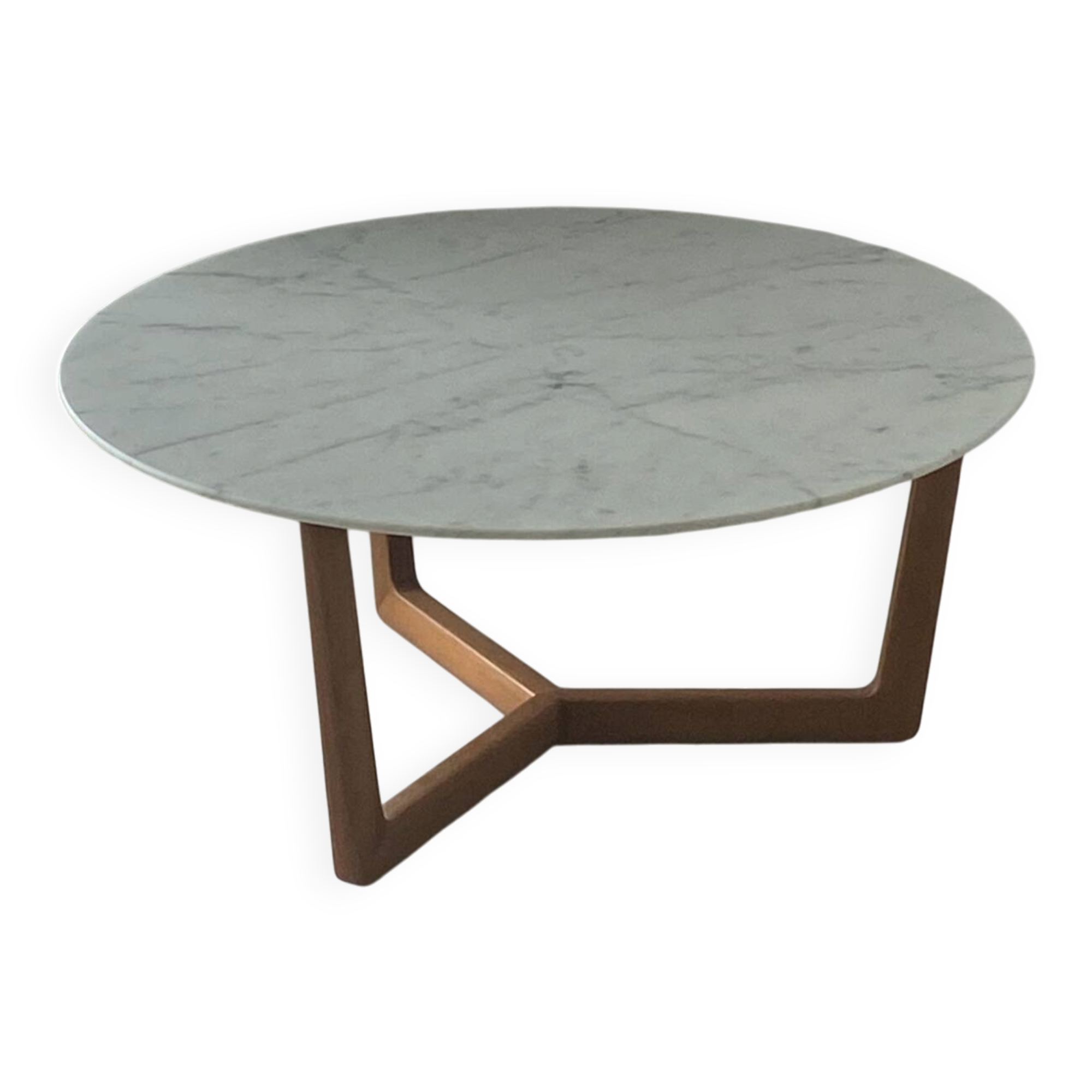 Guéridon / low table in Carrara marble and solid wood