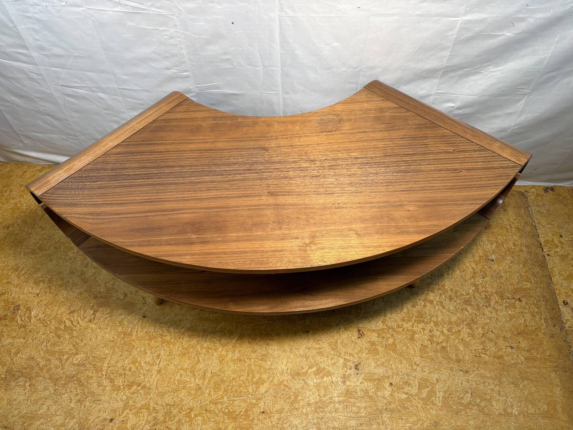 Mid-Century Modern Jual Havana Walnut Corner TV Stand Elegant Walnut Finish