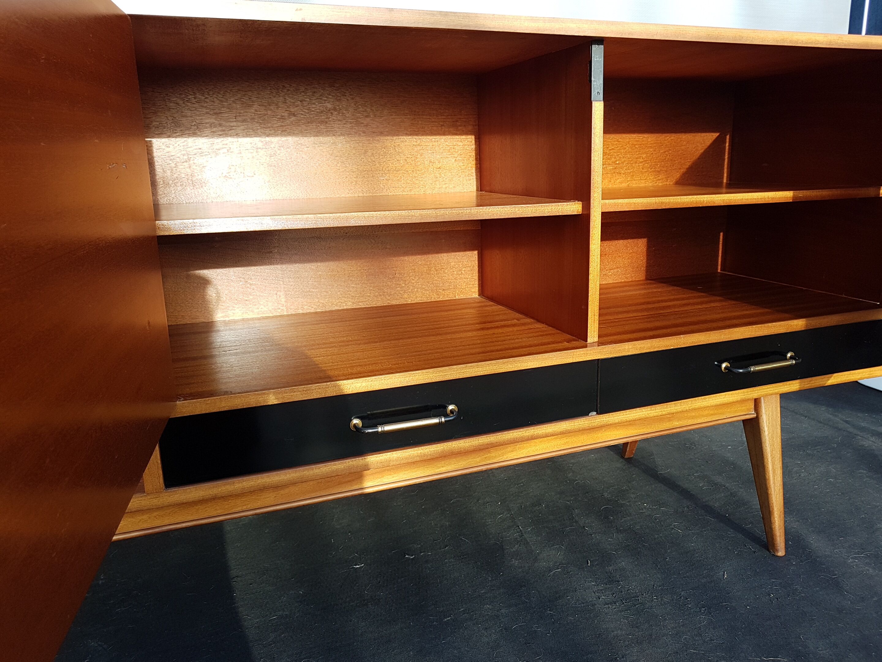Sideboard in teck and formica black design Charles Ramos
