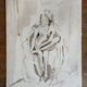 Tableau signé aquarelle portrait féminin « esquisse sortie du bain »