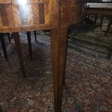 Bouillotte table in marquetry, signed Pagny Fils, Paris, early 20th century
