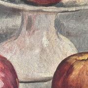 Nature morte aux pommes circa 1930, tableau à l'huile sur toile