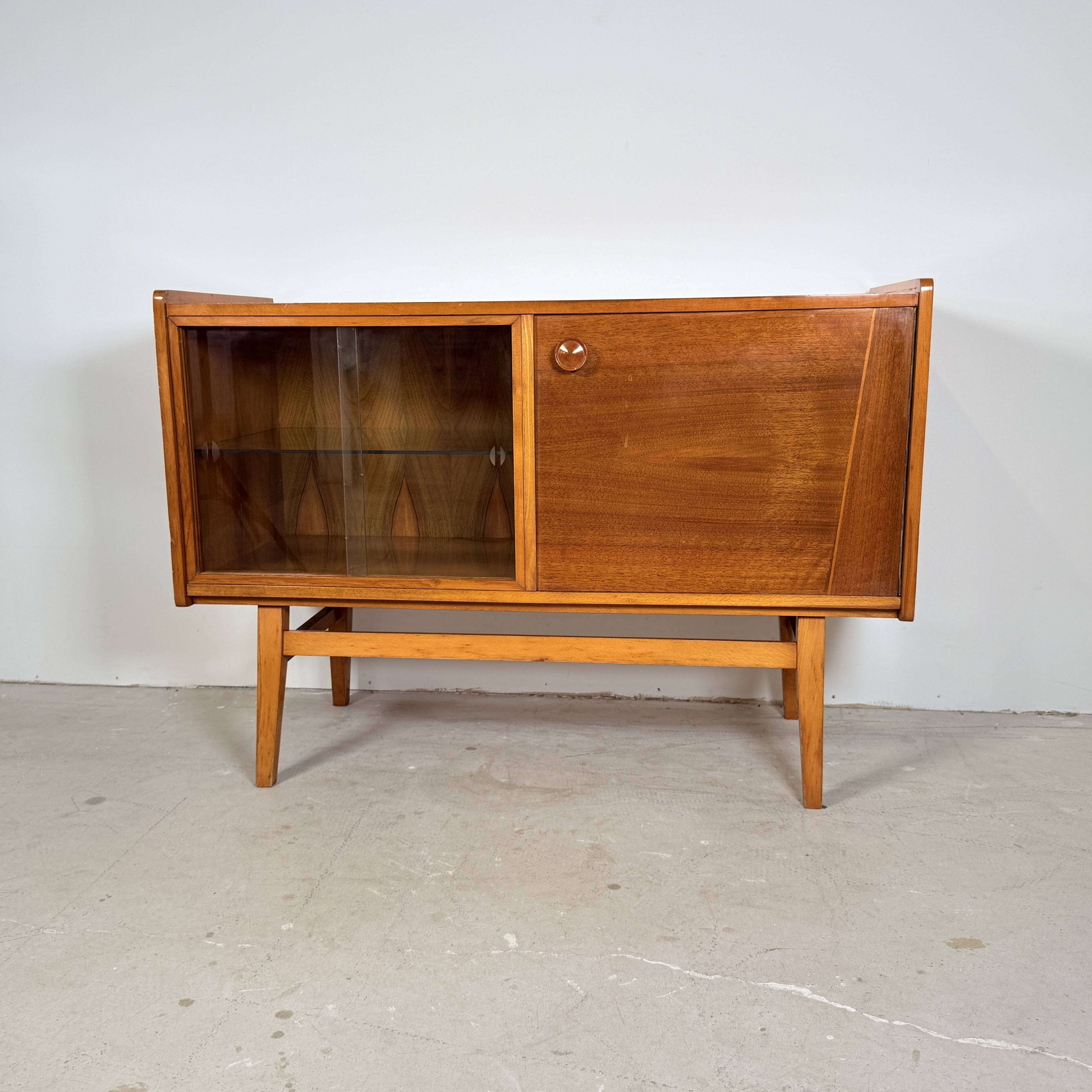 Vintage sideboard/television stand, high-gloss walnut, Bilea