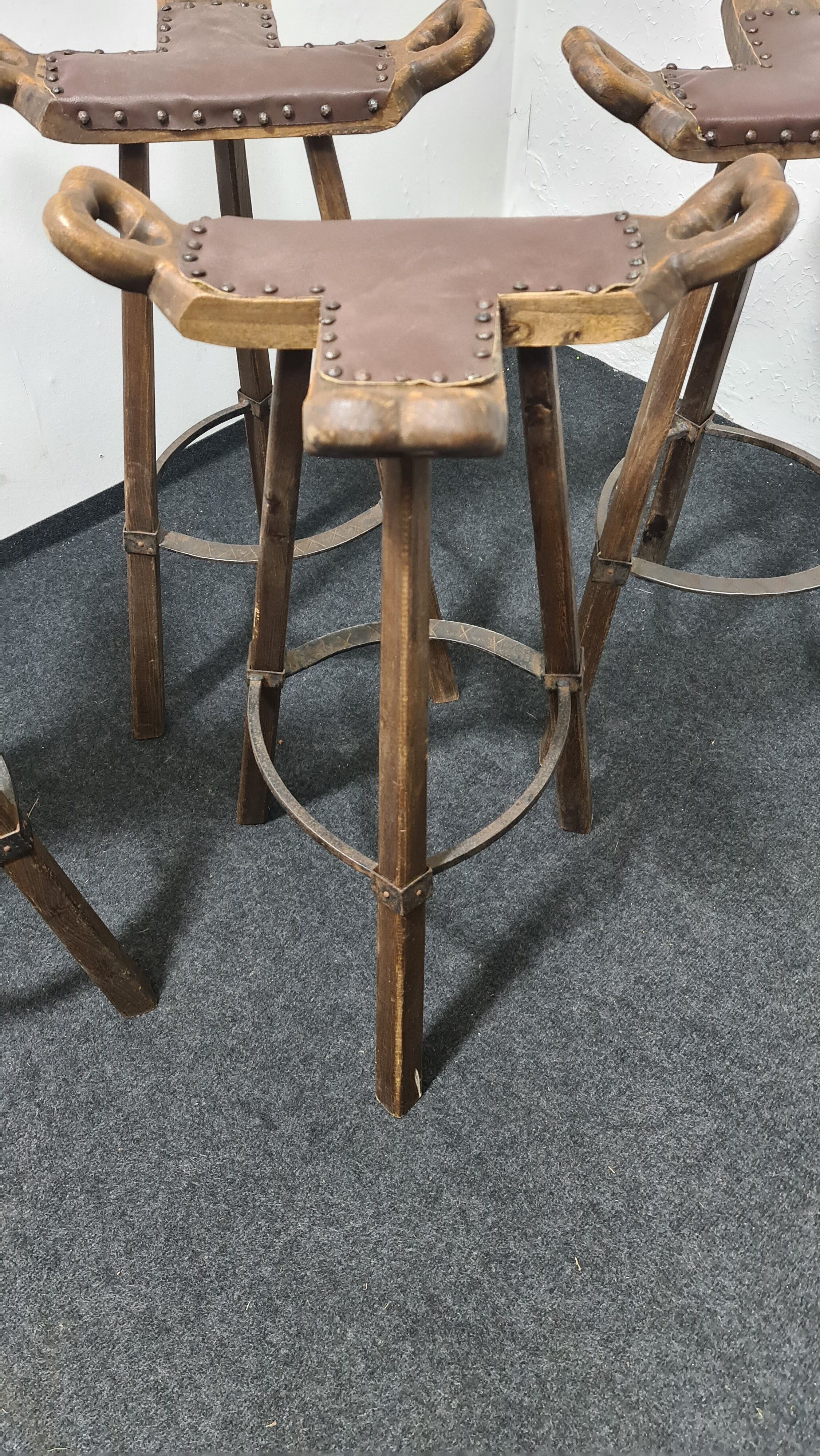 A set of four vintage Spanish Bar stool