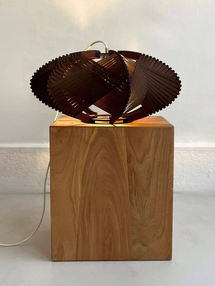 Vintage Scandinavian style wooden woven suspension – Corolle L – D54 cm