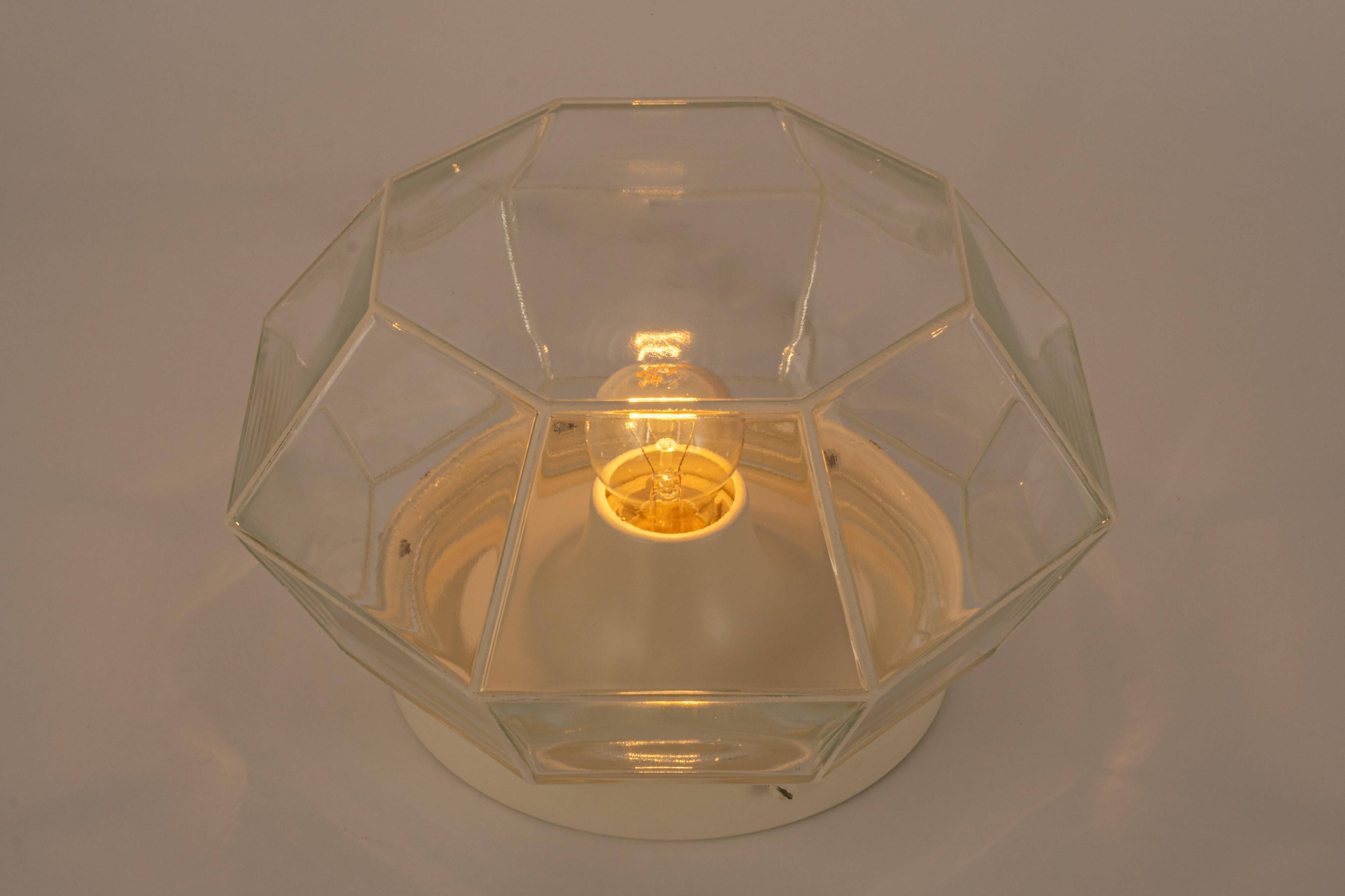 white glass ceiling lights by Limburg, Germany, 1960s.