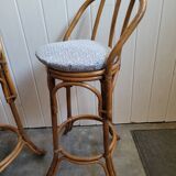 Paire de tabouret de bar en bambou 70's