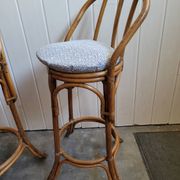 Paire de tabouret de bar en bambou 70's