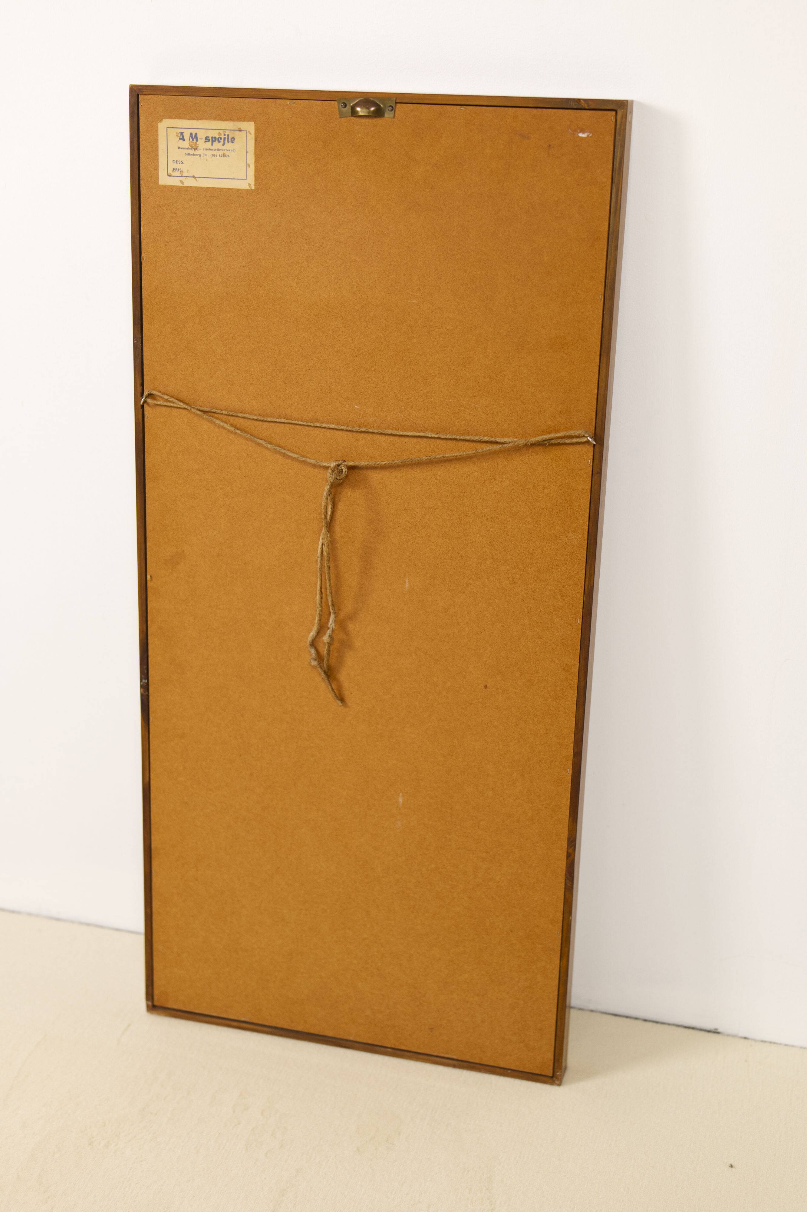 Miroir en palissandre avec épingles en laiton, AM Spejle Danemark, années 1960