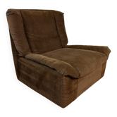 Fauteuil lounge Steiner en velours côtelé marron – années 70