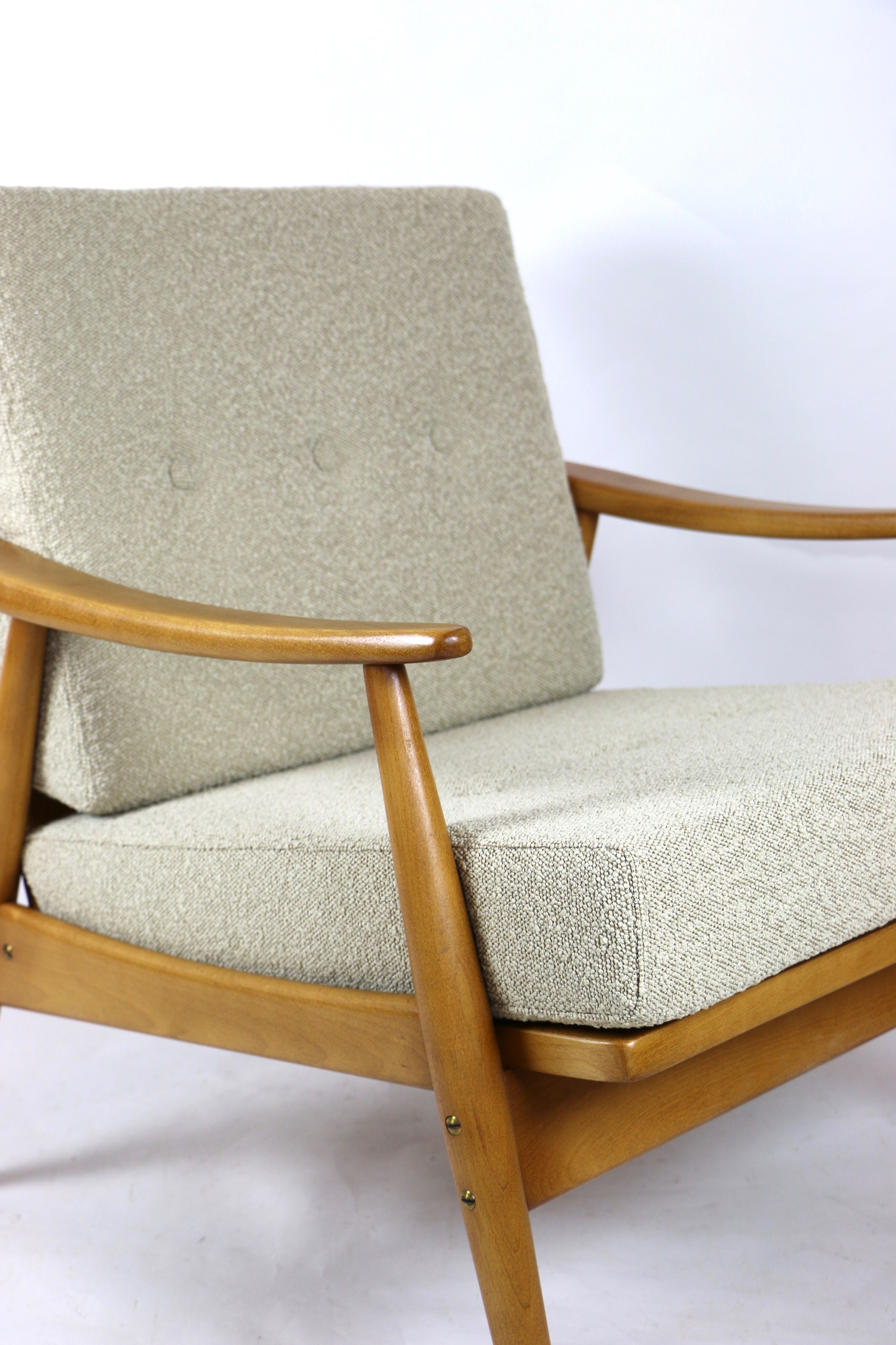 Beige boucle german bund armchair, 1970s