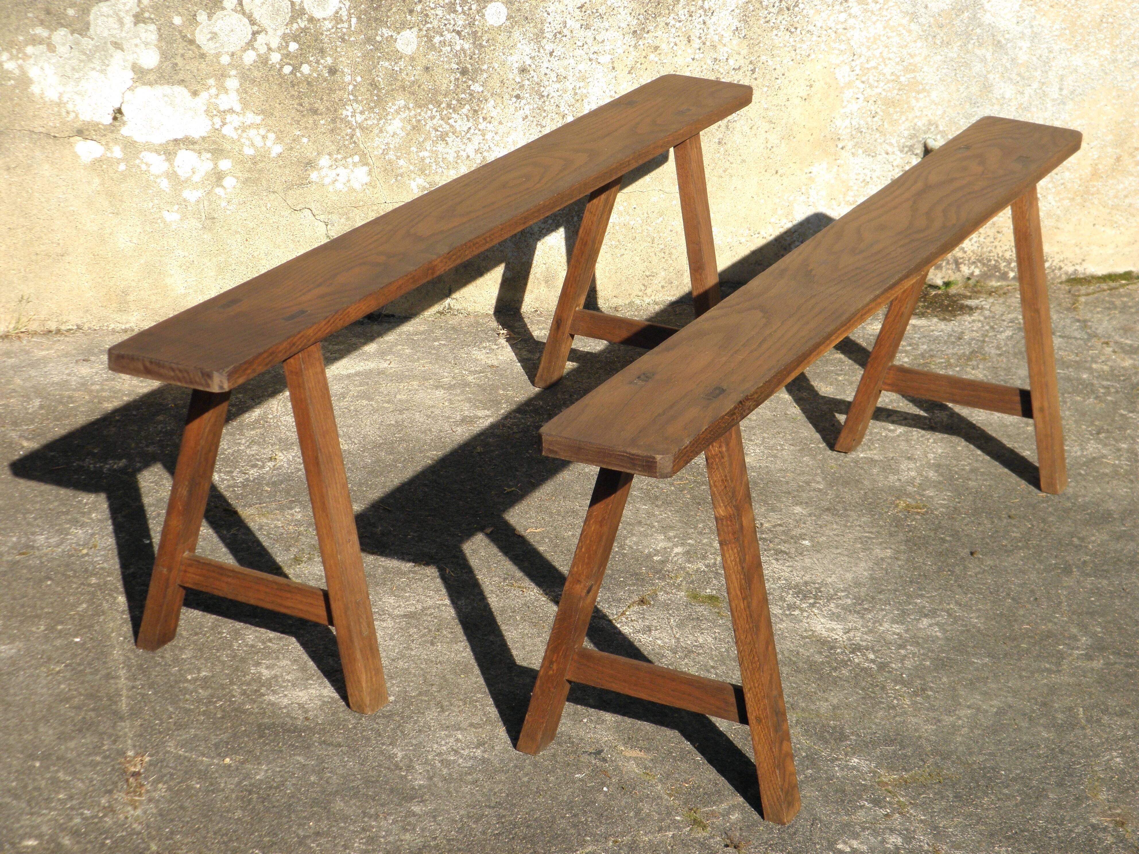 Paire de bancs de ferme 150 cm