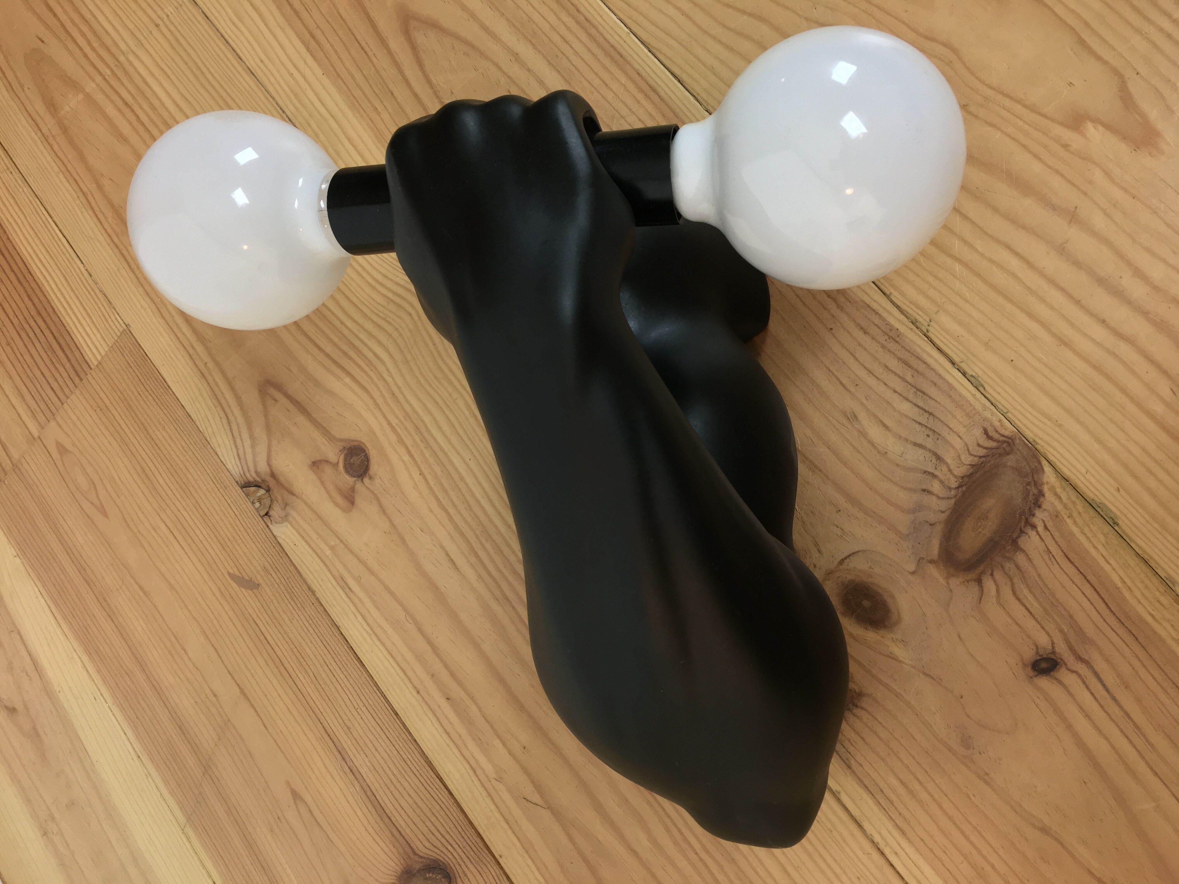 "Haltère" sconce by J.C. Peiré 1980, black ceramic