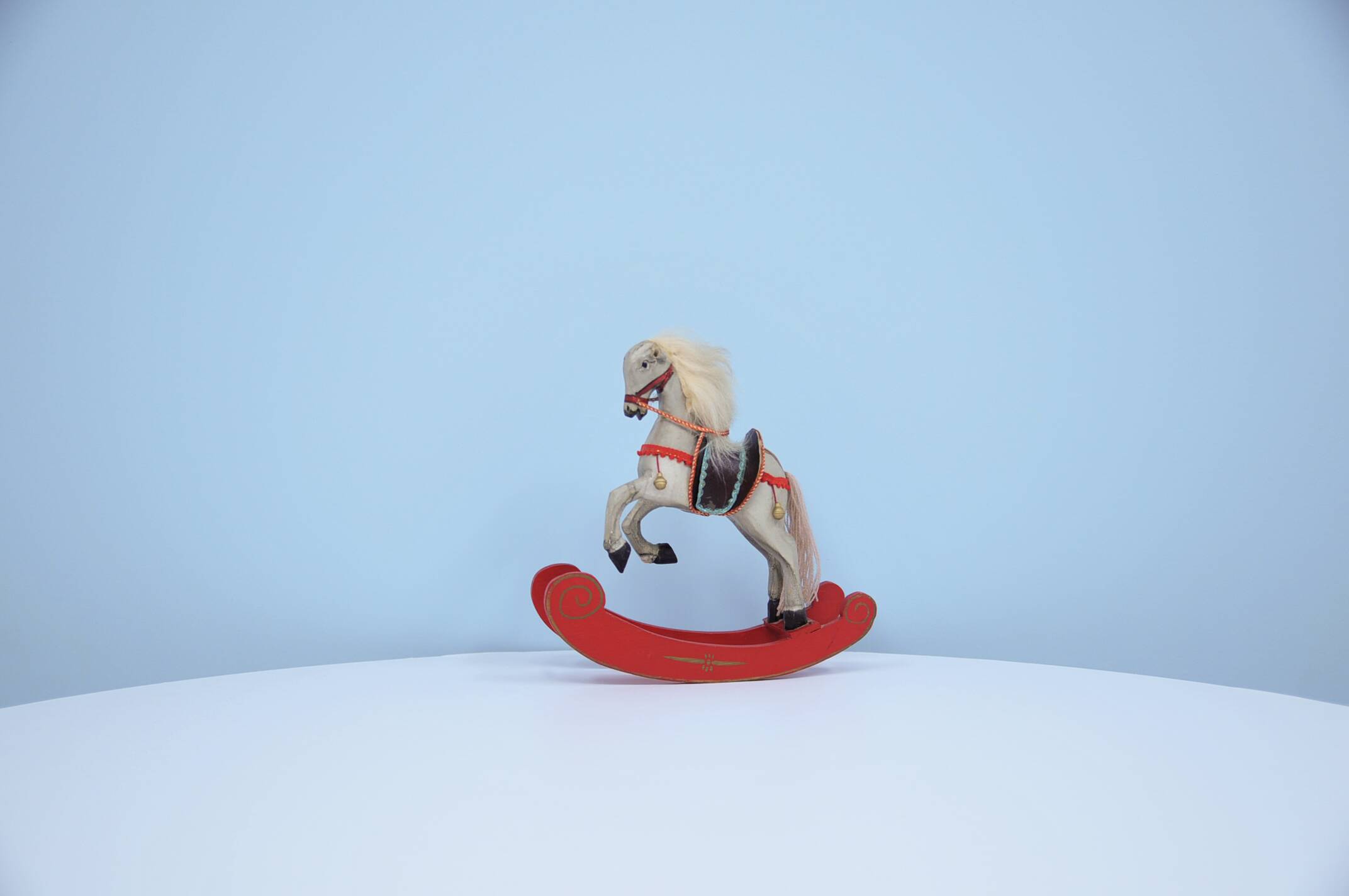 vintage colored wooden rocking horse