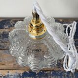 Vintage portable lamp in electrified chiseled glass to nine