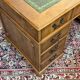 English flat desk with drawers from the 1970s in fir and leather top.