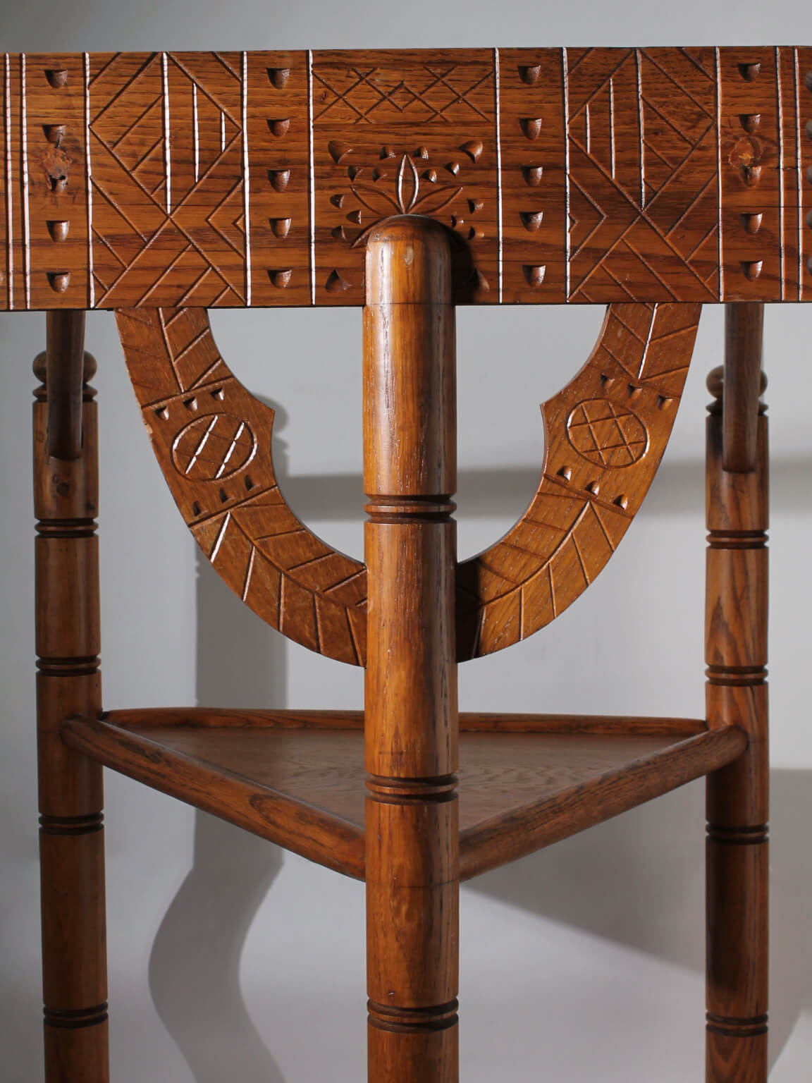 Swedish Carved Oak Monk Chair, 1930s