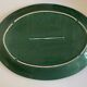 XXXL oval earthenware centerpiece dish with pearl decor, green covered, 1960s