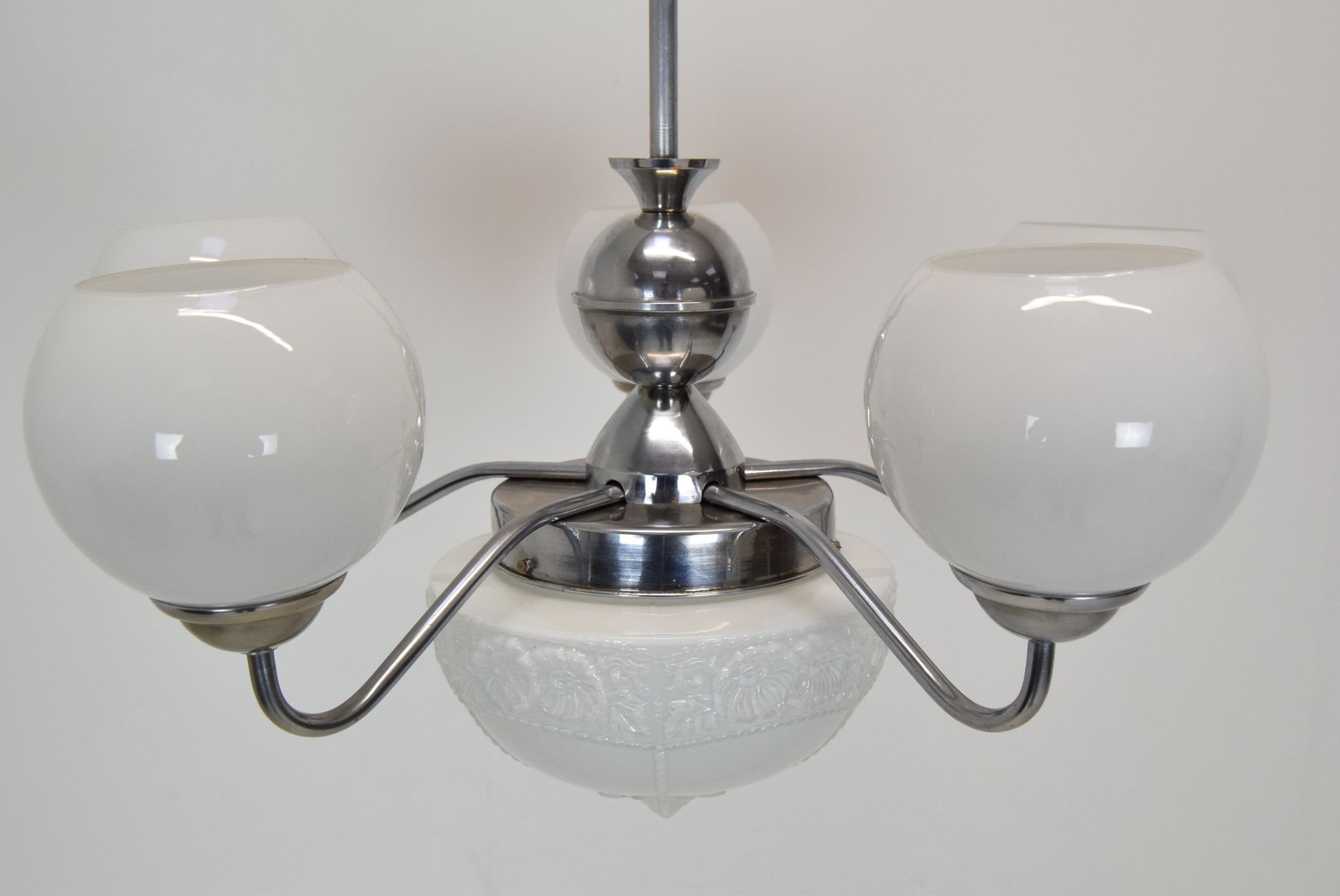 Art deco chrome chandelier,1930's.