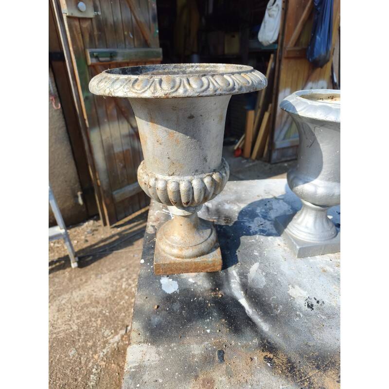 1 lot of 5 Médicis vases in cast iron from 1900, Charleville - Mézières