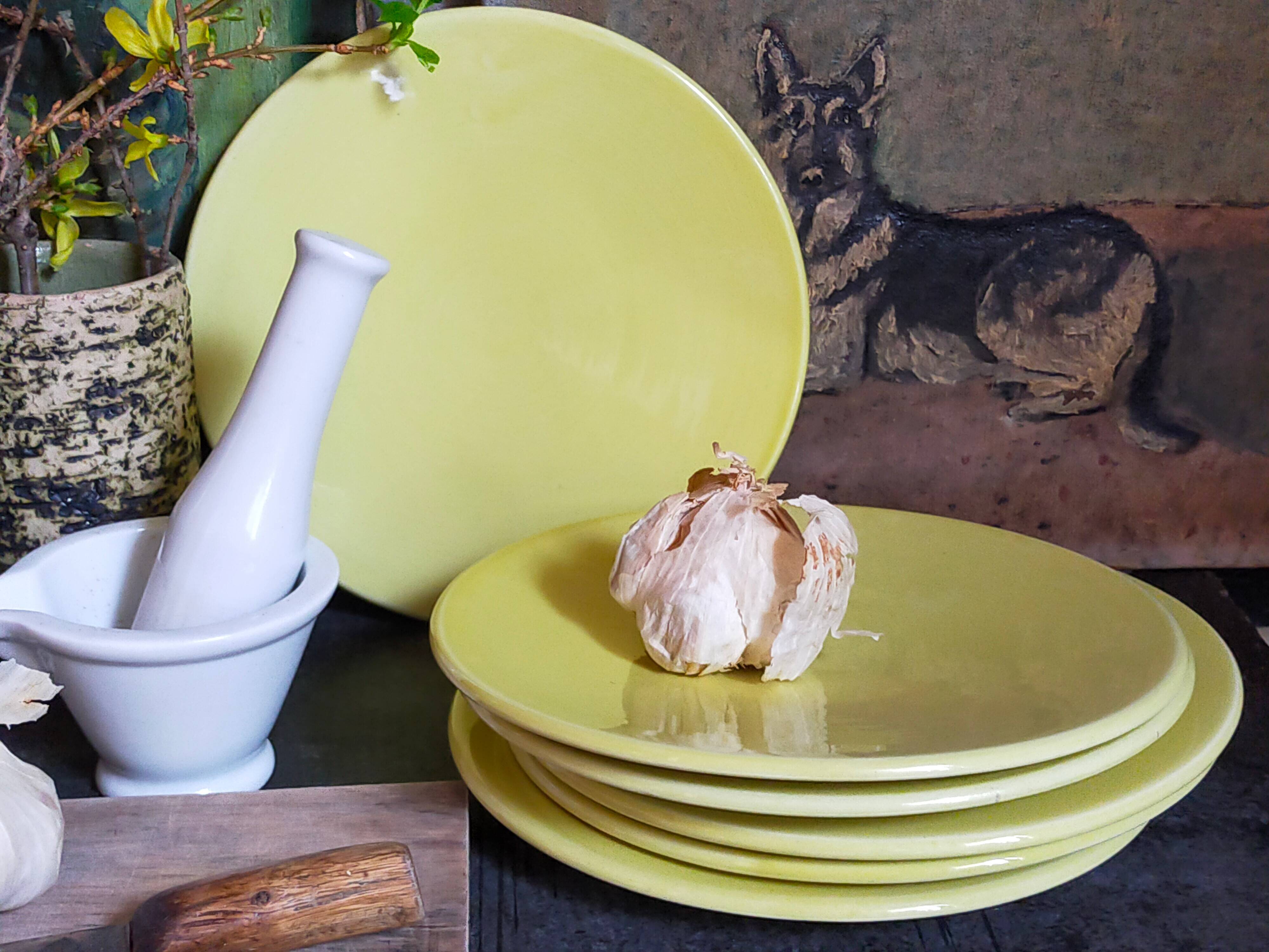 Six vintage Czech ceramic dessert plates