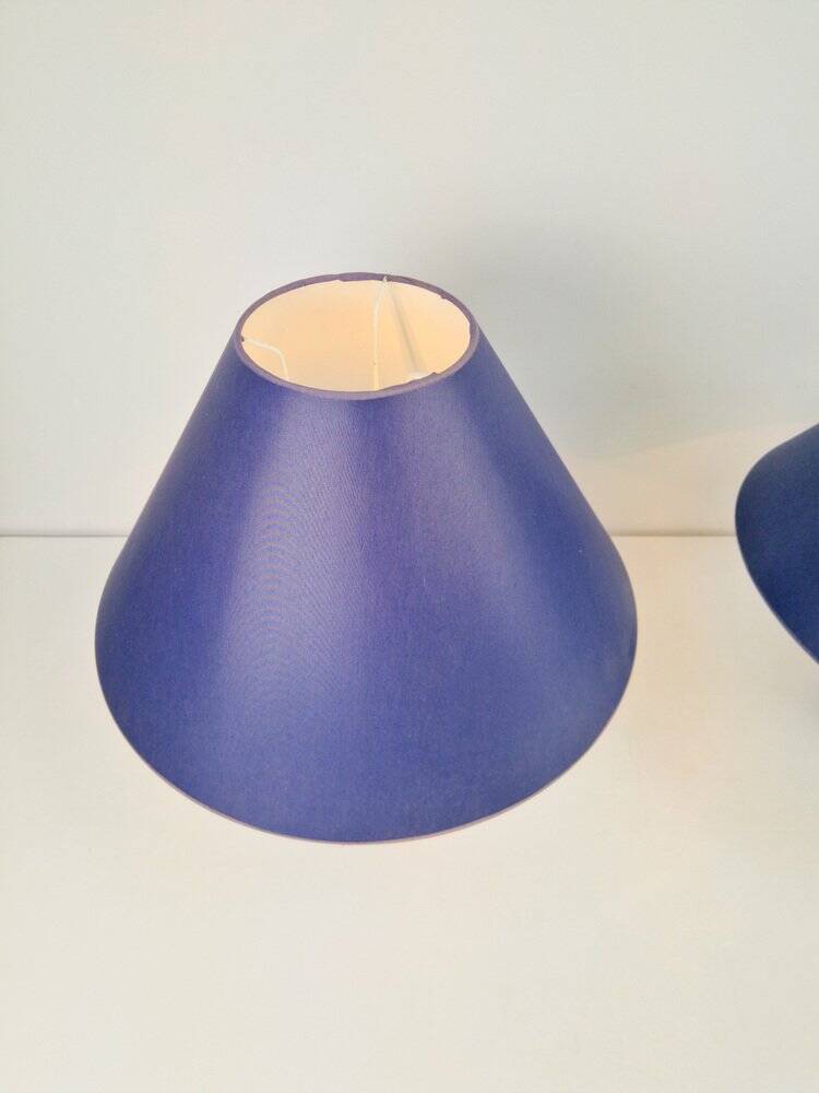 Lampes de table sphériques en céramique bleue vintage, années 1970, ensemble de 2