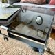 Chrome and smoked glass coffee table on wheels 1970