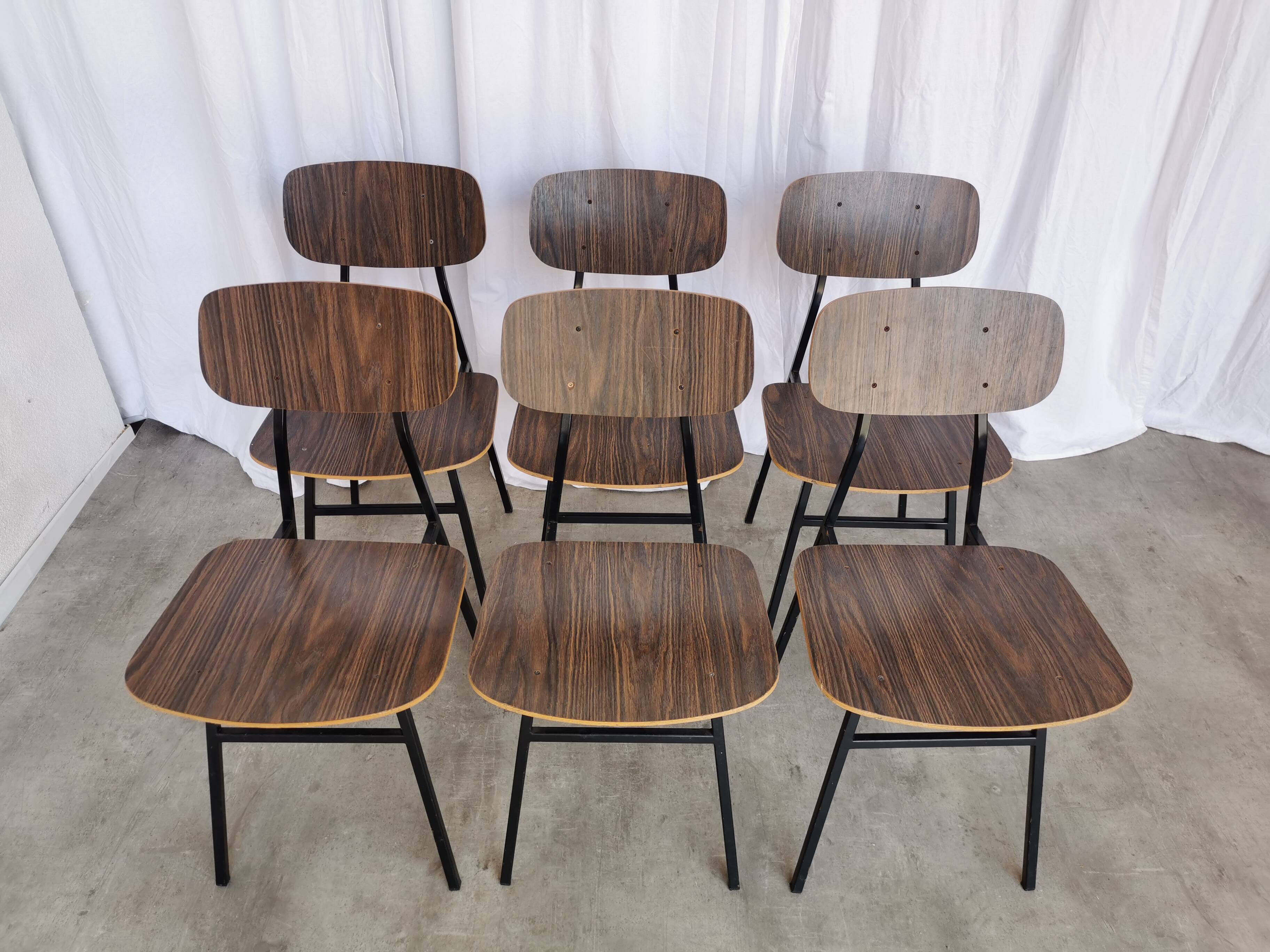 Chaises d'école industrielles vintage - STOL Kamnik - Yougoslavie des années 70 - Lot de 6