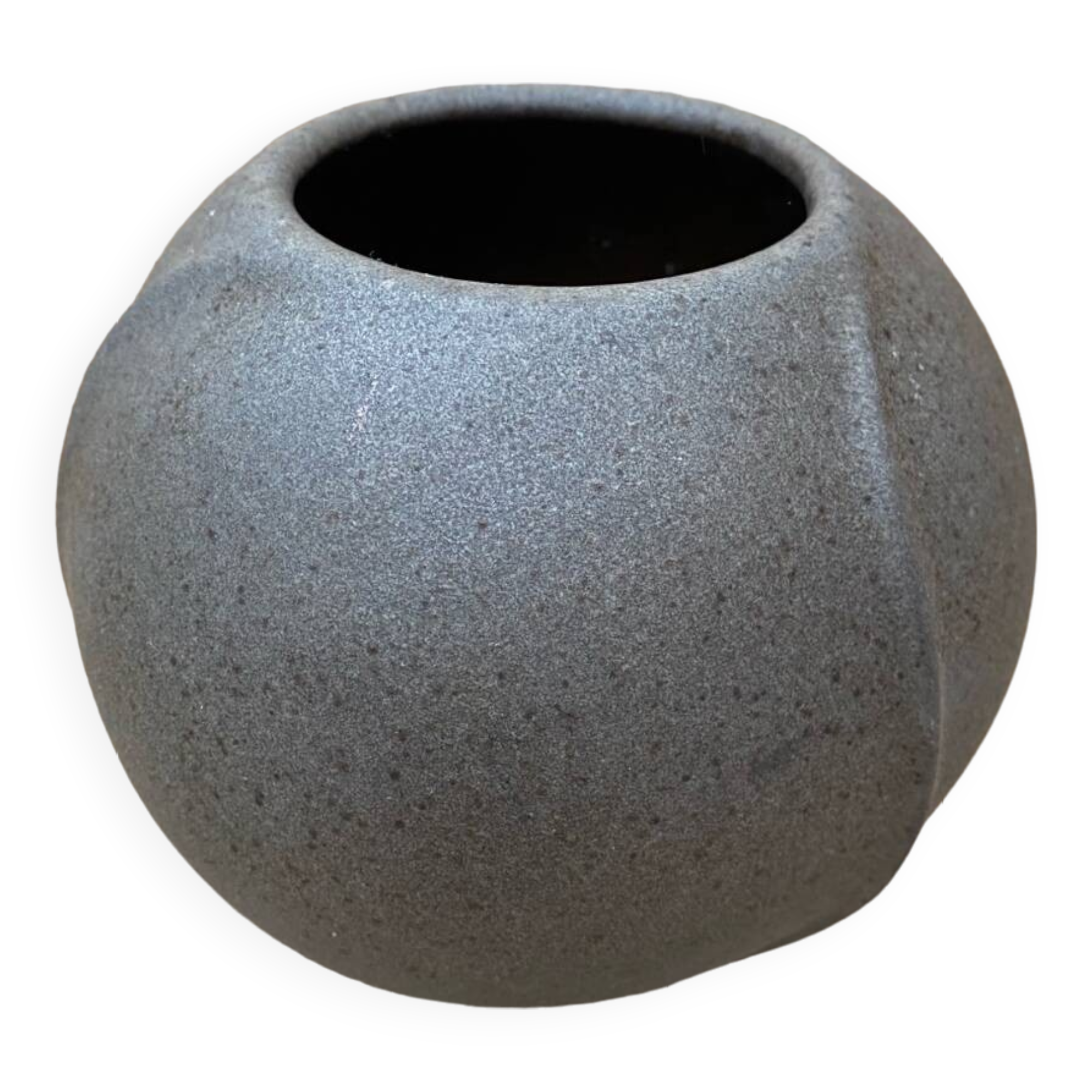 Antique vintage grey ceramic ball vase