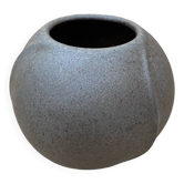 Antique vintage grey ceramic ball vase