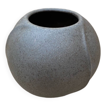 Antique vintage grey ceramic ball vase
