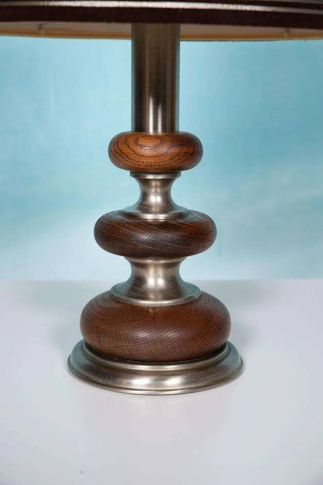 1960s bohemian table lamp, space age wooden bedside lamp