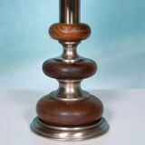 1960s bohemian table lamp, space age wooden bedside lamp