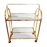 Folding serving trolley on wheels
