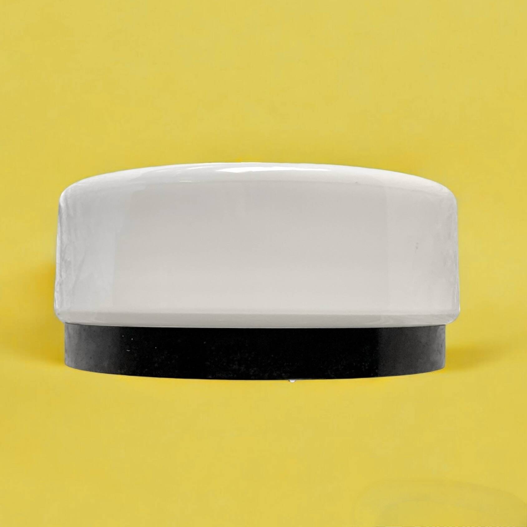 Vintage round ceiling light in white opaline and Bakelite
