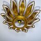 Sunburst ceiling light fixture or sconce, gilt iron & exposed bulb France, 1970s