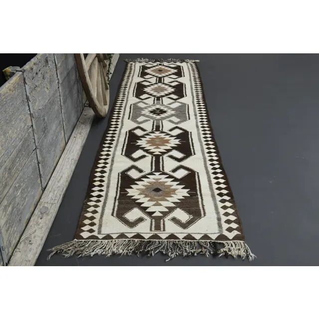 Tapis vintage turc en laine et coton beige noué à la main, années 1970