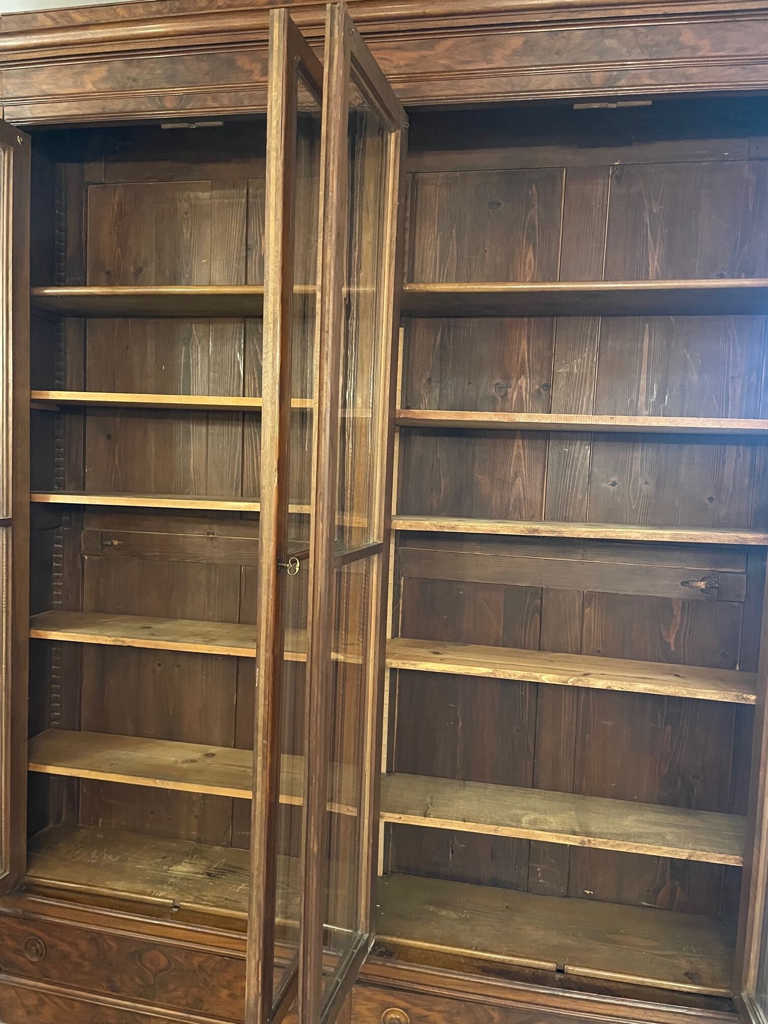 1900 walnut display case