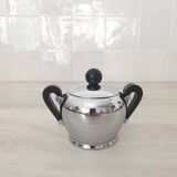 Alessi / Stainless steel and bakelite sugar bowl, "Bombé" collection